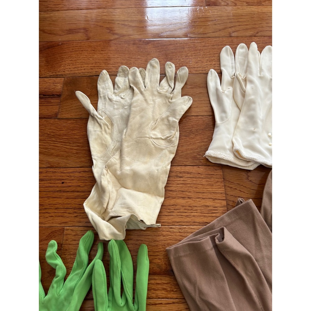 Vintage Gloves Lot Leather Fabric Opera Length Costume Mid Century 16 Pairs - Picture 7 of 10